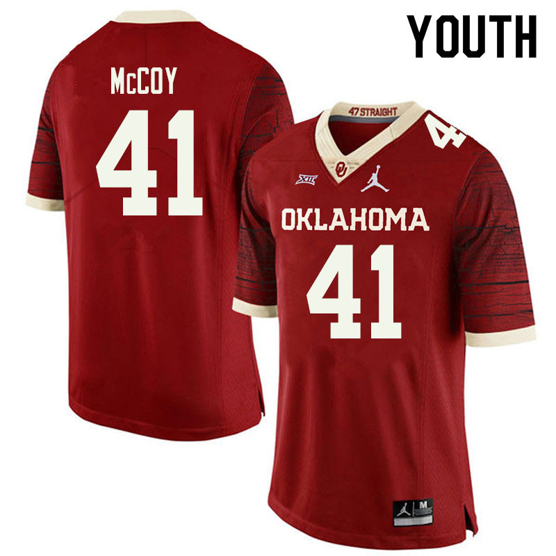 Jordan Brand Youth #41 Jake McCoy Oklahoma Sooners College Football Jerseys Sale-Retro - Click Image to Close